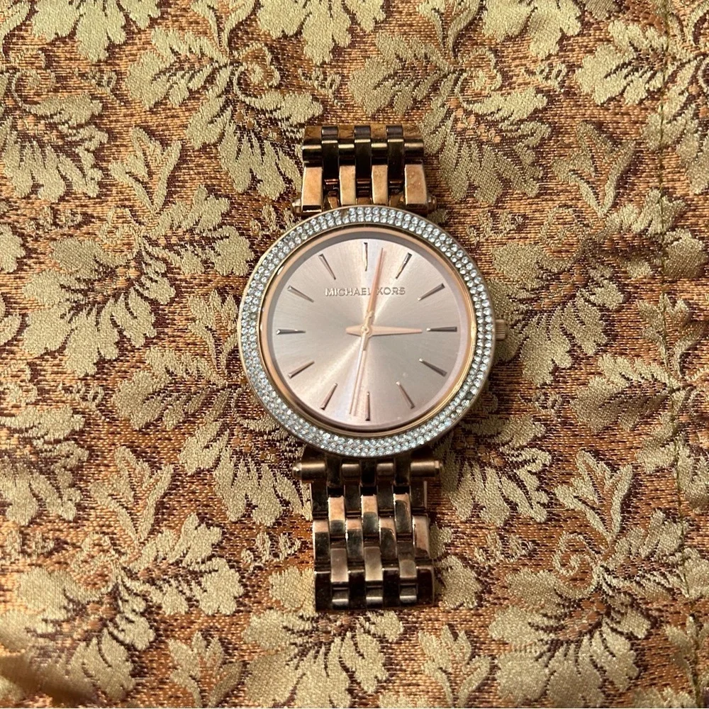 Michael Kors Darci Rose Gold Tone Glitz Stainless Steel Watch